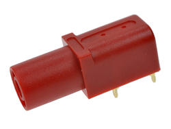 Banana socket; 4mm; 24.245.1; through hole mounted; red; angled; safe; 33,6mm; 24A; 1000V; gold plated brass; PA; Amass; RoHS
