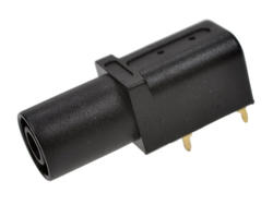 Banana socket; 4mm; 24.245.2; through hole mounted; black; angled; safe; 33,6mm; 24A; 1000V; gold plated brass; PA; Amass; RoHS