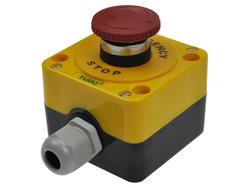 Switch; safety; push button; LAY5/SDL16-JBPC1CH29; ON-OFF; mushroom; reset by turn; 1 way; red; no backlight; bistable; screw; 5A; 250V AC; YUMO