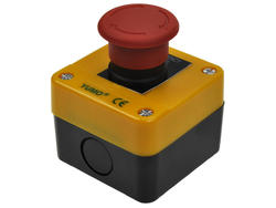 Switch; safety; push button; LAY5-J174H29; ON-OFF; mushroom; reset by turn; 1 way; red; no backlight; bistable; screw; 5A; 250V AC; YUMO