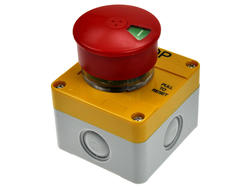 Switch; safety; push button; LAY5-ETB544; ON-OFF; mushroom; push-pull; 2 ways; red; no backlight; bistable; screw; 5A; 250V AC; YUMO