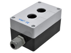 Control box; LAY5-BP02; white-black; plastic; IP54; with PG13,5 cable gland; double; 116x72x65mm; 22mm panel mount; YUMO; RoHS
