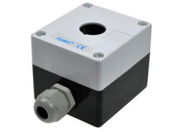Control box; LAY5-BP01; white-black; plastic; IP54; with PG13,5 cable gland; single; 80x72x65mm; 22mm panel mount; YUMO; RoHS