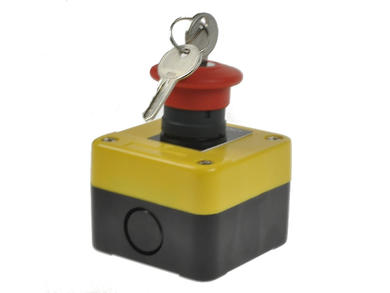Switch; safety; push button; key switch; SALJ184; ON-OFF; mushroom; with key; 1 way; red; bistable; screw; 5A; 600V AC; Howo