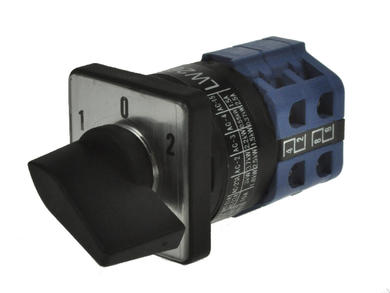 Switch; cam; rotary; LW26-10-M0-F/2P 102; 3 positions; ON-OFF-ON; 60°; bistable; panel mounting; 2 ways; 2 layers; screw; 10A; 440V AC; black; 8mm; 30x30mm; 38mm; Howo; RoHS