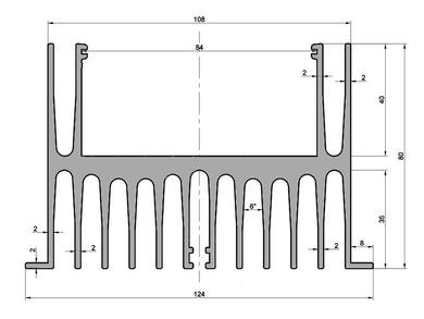 Radiator; P4357; 5,65kg/m; H; 124mm; 80mm; Firma Piekarz