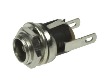 Socket; 2,5mm; with cutout; DC power; 5,5mm; DC-025B-2,5; straight; for panel; 8mm; solder; 0,5A; 30V; metal; RoHS