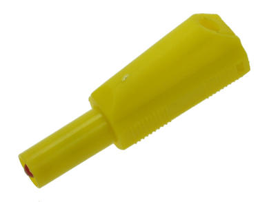 Wtyk bananowy; 4mm; 25.501.3; żółty; bezpieczny; 50mm; wtykany (gniazdo bananowe 4mm); lutowany; 32A; 600V; mosiądz niklowany; PA; Amass; RoHS; 1.102.Y