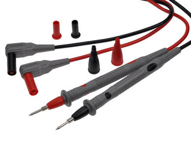 Test leads; 20.604.120; for multimeter; 2mm; safe; angled; 1,2m; PVC; 0,75mm2; black & red; 10A; 1000V; nickel plated brass; Amass