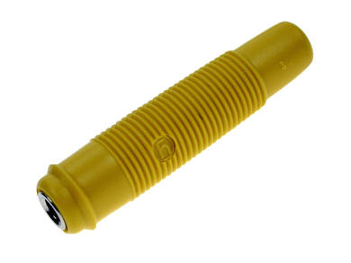 Gniazdo bananowe; 4mm; KUN30 931804103; na kabel; żółty; lutowany; 48mm; 16A; 60V; mosiądz; PVC; Hirschmann; RoHS