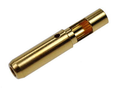 Banana socket; 2mm; 28.804; cable mounted; uninsulated; solder; 20mm; gold plated brass; Amass; RoHS