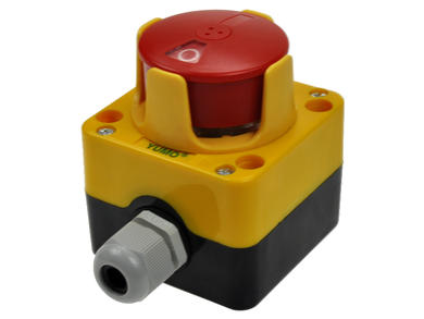 Przełącznik; bezpieczeństwa; przyciskowy; LAY5-JBPN1P; ON-OFF; push-pull; 1 tor; czerwony; bez podświetlenia; bistabilny; śrubowe; 5A; 250V AC; YUMO