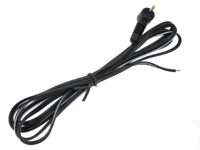 Plug with cable; DC power; WDC07-25P; 0,7mm; 2,5mm; 9,0mm; angled 90°; with 1,5m cable; plastic; RoHS