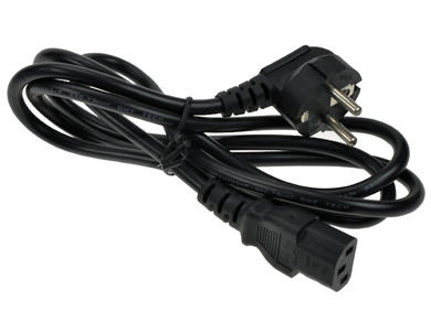 Cable; power supply; AK-PC-01A; IEC C13 IBM straight socket; CEE 7/7 angled plug; 1,5m; black; 3 cores; 0,50mm2; 10A; Akyga; PVC; round; stranded; CCA; RoHS