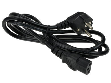 Kabel; zasilający; AK-PC-01A; wtyk sieciowy CEE 7/7 kątowy; gniazdo IEC C13 IBM proste; 1,5m; czarny; 3 żyły; 0,50mm2; 10A; Akyga; PVC; okrągły; linka; CCA; RoHS