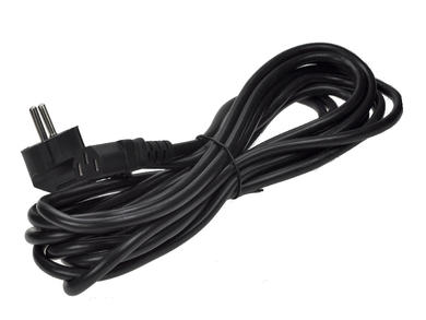 Kabel; zasilający; AK-PC-05A; gniazdo IEC C13 IBM proste; wtyk sieciowy CEE 7/7 kątowy; 5m; czarny; 3 żyły; 0,75mm2; 10A; Akyga; PVC; okrągły; linka; CCA; RoHS