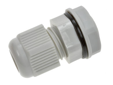 Cable gland; AG-12GY1; polyamide; IP68; white; M12; 3÷6,5mm; 12,0mm; with metric thread; KSS Wiring; RoHS