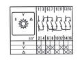 Przełącznik; krzywkowy; obrotowy; LW26-10-M0-F/3P 0YD; 3 pozycje; OFF-ON-ON; 60°; bistabilny; na panel; 3 tory; 4 warstwy; śrubowe; 10A; 440V AC; czarny; 8mm; 30x30mm; 54mm; Howo; RoHS