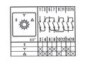 Przełącznik; krzywkowy; obrotowy; LW26-10-M0-F/3P 0YD; 3 pozycje; OFF-ON-ON; 60°; bistabilny; na panel; 3 tory; 4 warstwy; śrubowe; 10A; 440V AC; czarny; 8mm; 30x30mm; 54mm; Howo; RoHS