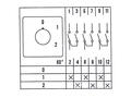 Przełącznik; krzywkowy; obrotowy; LW26-32-M2-I/3P 012; 3 pozycje; OFF-ON-ON; 45°; bistabilny; na panel; 3 tory; 3 warstwy; śrubowe; 32A; 440V AC; czarny; 8mm; 64x64mm; 68mm; Howo