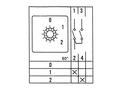 Przełącznik; krzywkowy; obrotowy; LW26-20-M1-F/1P 012; 3 pozycje; OFF-ON-ON; 45°; bistabilny; na panel; 1 tor; 1 warstwa; śrubowe; 20A; 440V AC; czarny; 8mm; 48x48mm; 32mm; Howo