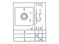 Przełącznik; krzywkowy; obrotowy; LW26-10-M0-F/1P 012; 3 pozycje; OFF-ON-ON; 45°; bistabilny; na panel; 1 tor; 1 warstwa; śrubowe; 10A; 440V AC; czarny; 8mm; 30x30mm; 30mm; Howo