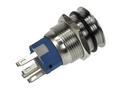 Przełącznik; przyciskowy; PB-M19-03BL; ON-(ON); 1 tor; podświetlenie LED 12V; niebieski; ring; monostabilny; na panel; 5A; 250V AC; 19mm; IP65; RoHS