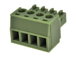 Łączówka; XY2500F-C-04P3.81; 4 tory; R=3,81mm; 15,4mm; 8A; 125V; na przewód; kątowe 90°; otwór kwadratowy; śruba prosta; śrubowy; pionowy; 1,5mm2; zielony; Xinya; RoHS