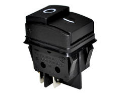 Przełącznik; przyciskowy; ASB18-21-1AA; ON-OFF; czarny; bez podświetlenia; konektory 6,3x0,8mm; 2 pozycje; 6A; 250V AC; 22x30mm; 35mm; Aiks