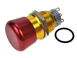 Przełącznik; bezpieczeństwa; przyciskowy; LAS1-AGQ-11TSB; ON-ON; grzybkowy; odkręcany; metalowy; 1 tor; czerwony; bez podświetlenia; bistabilny; do lutowania; 0,5A; 250V AC; Onpow