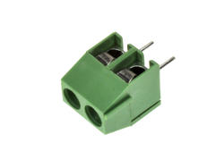 Terminal block; KLS2-350; 2 ways; R=3,50mm; 8,6mm; 10A; 300V; through hole; straight; round hole; slot screw; screw; 0,34-1,0mm2; green; KLS; RoHS; AK350