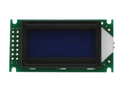 Wyświetlacz; LCD; alfanumeryczny; CBC008002E00-BIW-R; 8x2; biały; Kolor tła: niebieski; podświetlenie LED; 38mm; 16mm; AV-Display; RoHS