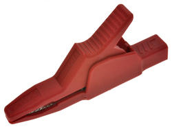 Crocodile clip; AK2B 2540 I / 972405101; red; 85mm; pluggable (4mm banana socket); 32A; 1000V; safe; nickel plated brass; Hirschmann; RoHS; AK-2540