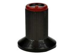 Gałka; N-0/BKR6; 6mm; czerwony; czarny; fi 18/11mm; 19mm; plastik; Elzar