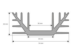 Radiator; A4240; 1,93kg/m; U; 74mm; 30mm; Kęty