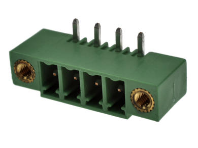 Terminal block; PV04-3,81-H-K/STLZ1550F/04-GH; 4 ways; R=3,81mm; 7mm; 8A; 160V; through hole; angled 90°; bolted; closed; green; Euroclamp; RoHS