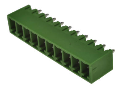 Terminal block; STLZ1550/10-GV; 10 ways; R=3,81mm; 9,2mm; 8A; 300V; through hole; straight; closed; green; PTR Messtechnik; RoHS