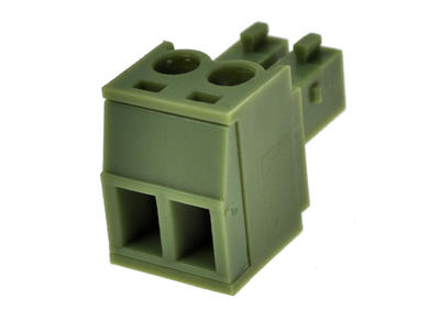 Terminal block; XY2500F-C-02P3.81; 2 ways; R=3,81mm; 15,4mm; 8A; 125V; for cable; angled 90°; square hole; slot screw; screw; vertical; 1,5mm2; green; Xinya; RoHS