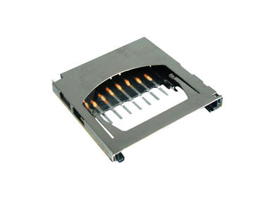 Connector; card holder; MMC; SD; CARD/SDE915B/LF; 9 ways; surface mount; push-push; horizontal; gold plated; RoHS