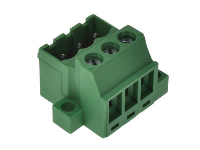Terminal block; 2EHDRS-03P; 3 ways; R=5,08mm; 17mm; 12A; 300V; for panel; angled 90°; square hole; slot screw; screw; vertical; 0,5÷2,5mm2; green; Dinkle; RoHS