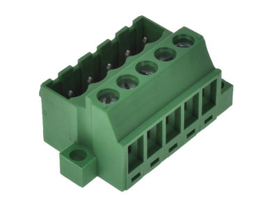Łączówka; 2EHDRS-05P; 5 torów; R=5,08mm; 17mm; 12A; 300V; na panel; kątowe 90°; otwór kwadratowy; śruba prosta; śrubowy; pionowy; 0,5÷2,5mm2; zielony; Dinkle; RoHS