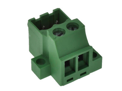 Terminal block; 2EHDRS-02P; 2 ways; R=5,08mm; 17mm; 12A; 300V; for panel; angled 90°; square hole; slot screw; screw; vertical; 0,5÷2,5mm2; green; Dinkle; RoHS