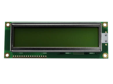 Display; LCD; alphanumeric; WH1602L-YYH-CT; 16x2; black; Background colour: green; LED backlight; 99mm; 24mm; Winstar; RoHS