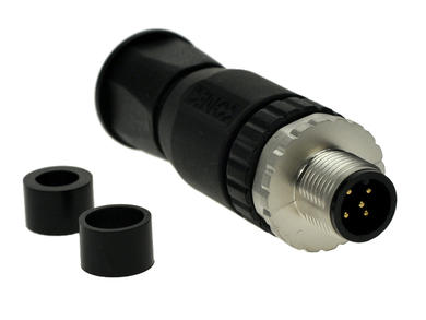 Plug; 43-00020; M12-5p; 5 ways; straight; spring; 0,5mm2; 4-8mm; for cable; black; IP67; 4A; 250V; Conec; RoHS
