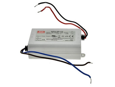 Power Supply; for LEDs; APV-35-12; 12V DC; 3A; 36W; constant voltage design; IP30; Mean Well