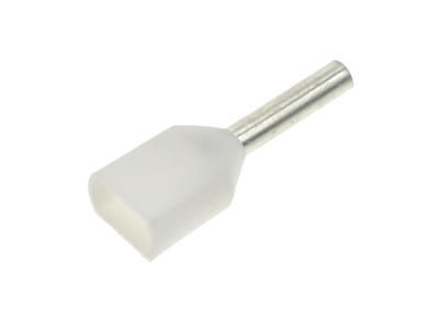 Cord end terminal; 8mm; double ferrule; insulated; KRID050W08; white; straight; for cable; 0,5mm2; crimped; 1 way