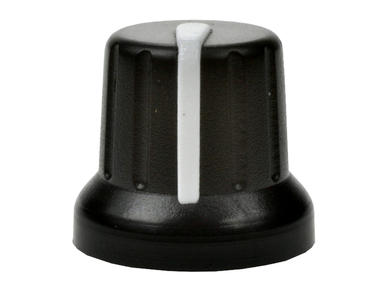 Knob; N-4/BKWH6; 6mm; white; black; fi 16/12mm; 14mm; plastic; Elzar