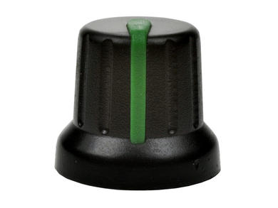 Gałka; N4; 6mm; zielony; czarny; fi 16/12mm; 14mm; plastik; Elzar