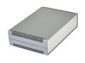 Enclosure; desktop; for instruments; G735V; ABS; 300mm; 200mm; 75mm; dark gray; venting holes; light gray ABS ends; Gainta; RoHS