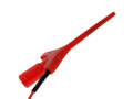 Test clip; 20.132.1; pincer type; 2mm; red; 51mm; with cable for 0,6mm pin; 2A; 60V; gold plated brass; PA; Amass; RoHS; 4.201.B